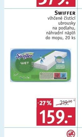 SWIFFER vlhčené čistící ubrousky na podlahu, náhradní náplň do mopu, 20 ks