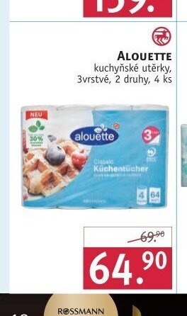ALOUETTE kuchyňské utěrky, 3vrstvé, 2 druhy, 4 ks