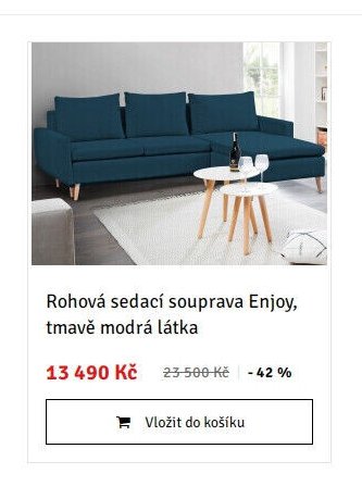 Rohová sedací souprava Enjoy, tmavě modrá látka