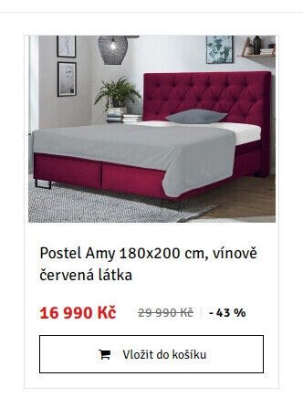 Postel Amy 180x200 cm, vínově červená látka
