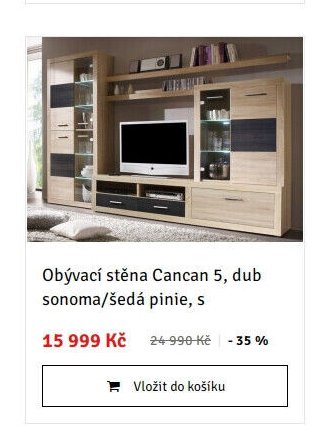 Obývací stěna Cancan 5, dub sonoma/šedá pinie, s