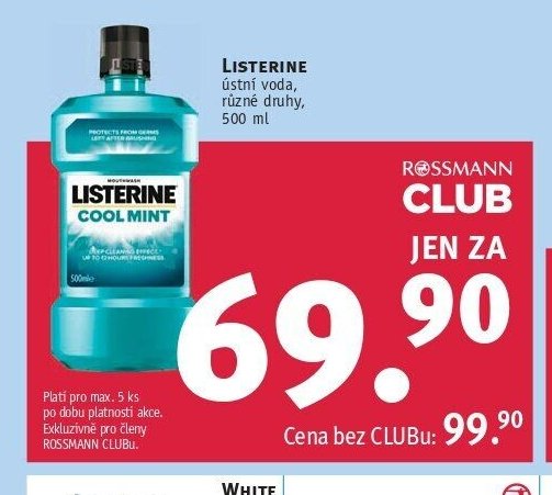 LISTERINE ústní voda, různé druhy, 500 ml