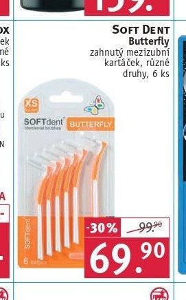 SOFT DENT Butterfly zahnutý mezizubní kartáček, různé druhy, 6 ks