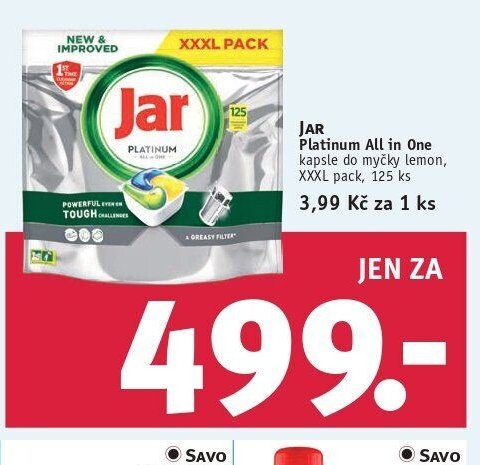 JAR Platinum All in One kapsle do myčky lemon, XXXL pack, 125 ks