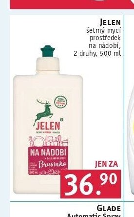 JELEN šetmý mycí prostředek na nádobí, 2 druhy, 500 ml