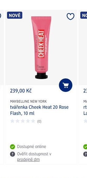 MAYBELLINE NEW YORK tvářenka Cheek Heat 20 Rose Flash, 10 ml