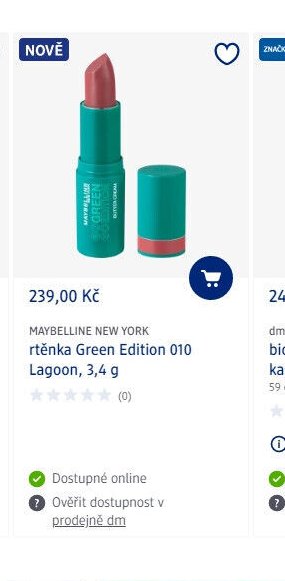MAYBELLINE NEW YORK rtěnka Green Edition 010 Lagoon, 3,4 g