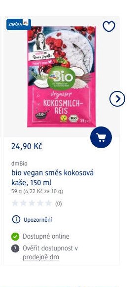 dmBio bio vegan směs kokosová kaše, 150 ml