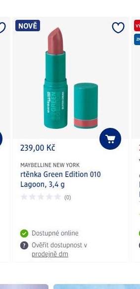 MAYBELLINE NEW YORK rtěnka Green Edition 010 Lagoon, 3,4 g