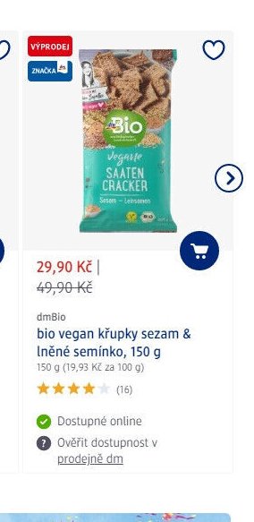 dmBio bio vegan křupky sezam & lněné semínko, 150 g