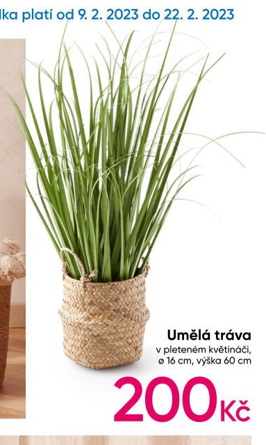 Umělá tráva v pleteném květináči