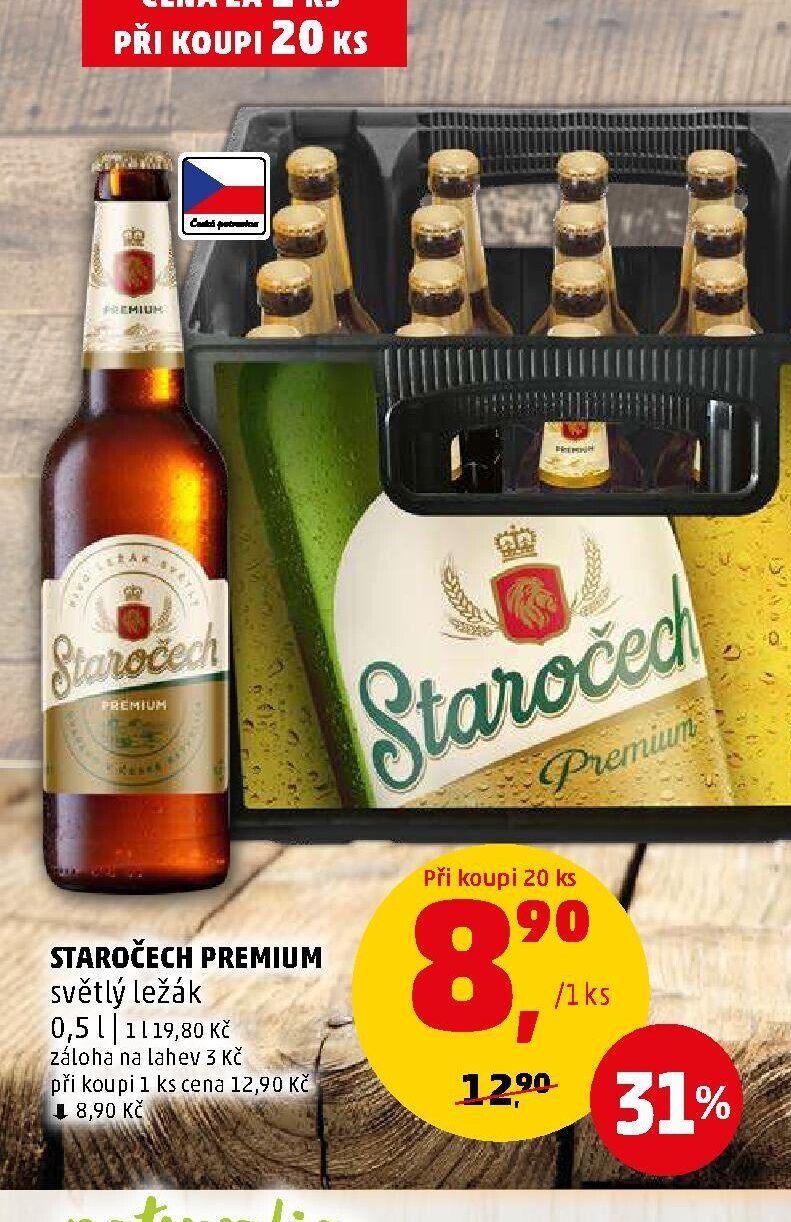 STAROČECH PREMIUM světlý ležák 0,5 l