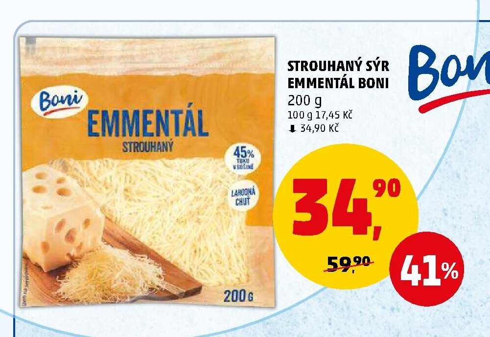 Strouhaný sýr Emmentál Boni
