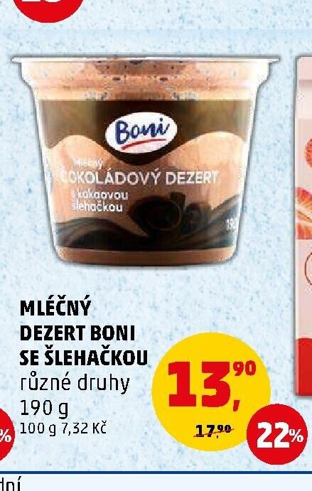 Mléčný dezert Boni se šlehačkou