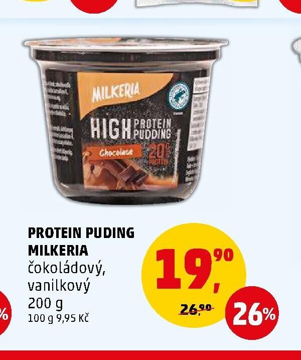 Protein puding Milkeria čokoládový, vanilkový 200 g