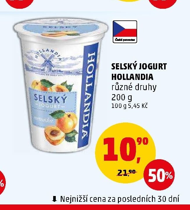 Selský jogurt Hollandia různé druhy 200 g