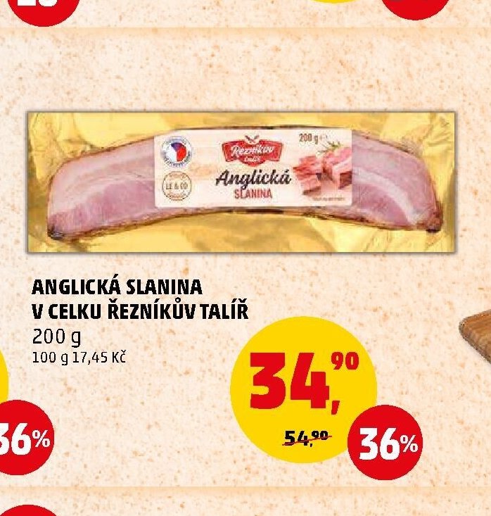 Anglická slanina v celku Řezníkův talíř