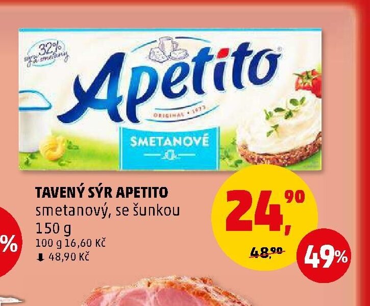 TAVENÝ SÝR APETITO smetanový, se šunkou