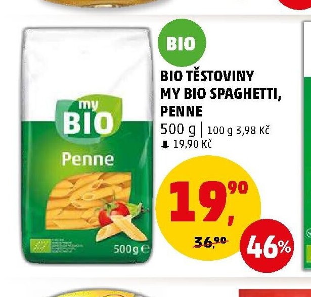 BIO TĚSTOVINY MY BIO SPAGHETTI, PENNE 500 g