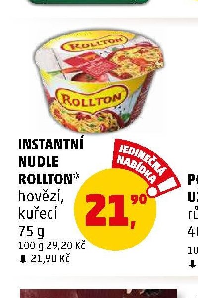 INSTANTNÍ NUDLE ROLLTON* hovězí, kuřecí 75 g