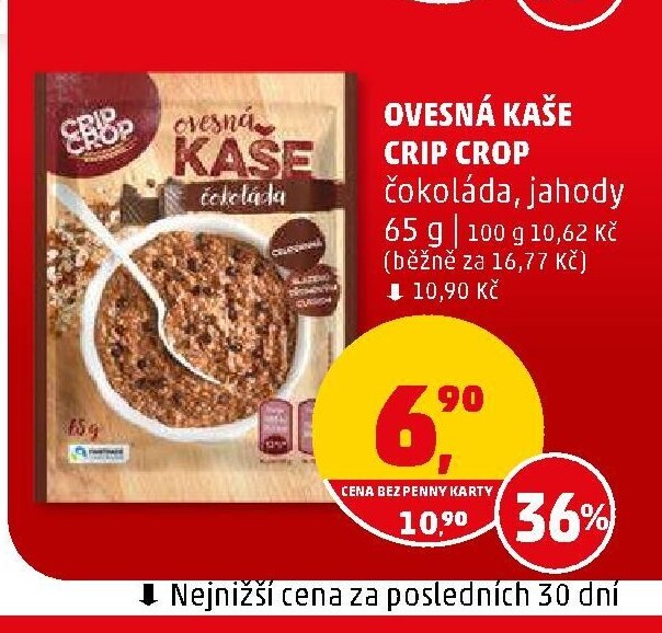 OVESNÁ KAŠE CRIP CROP čokoláda, jahody 65 g