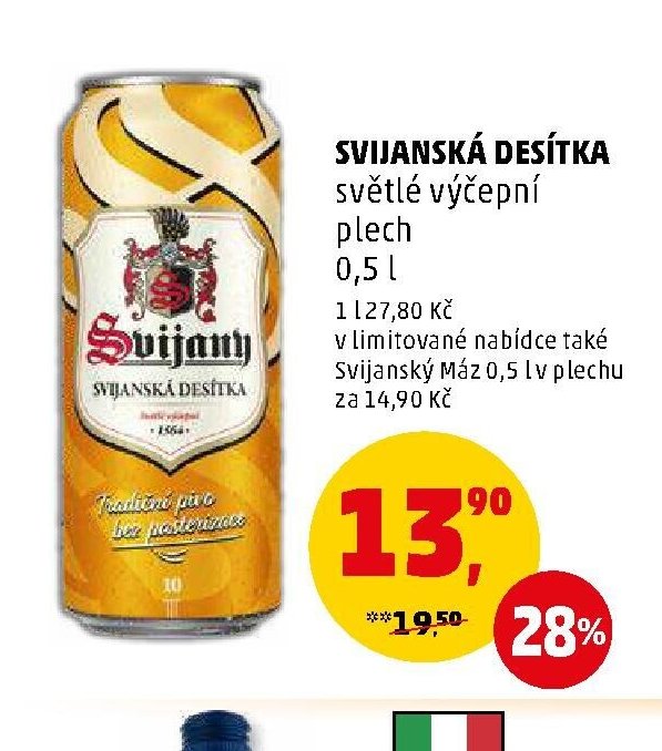 Svijanská desítka světlé výčepní plech 0,5 l