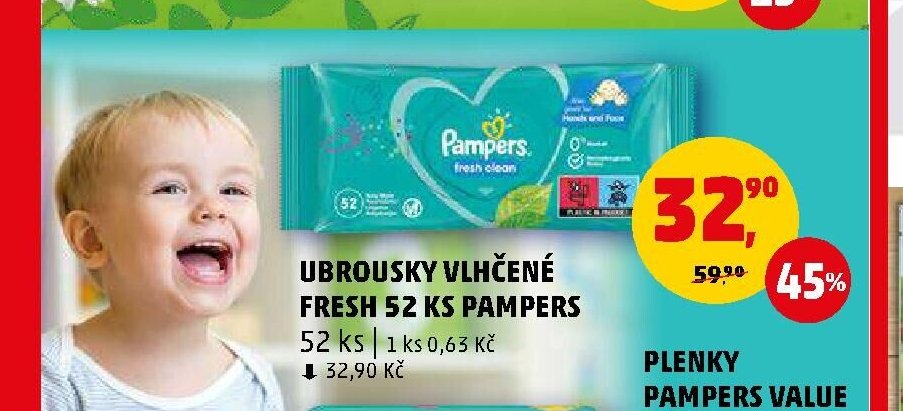 UBROUSKY VLHČENÉ FRESH 52 KS PAMPERS
