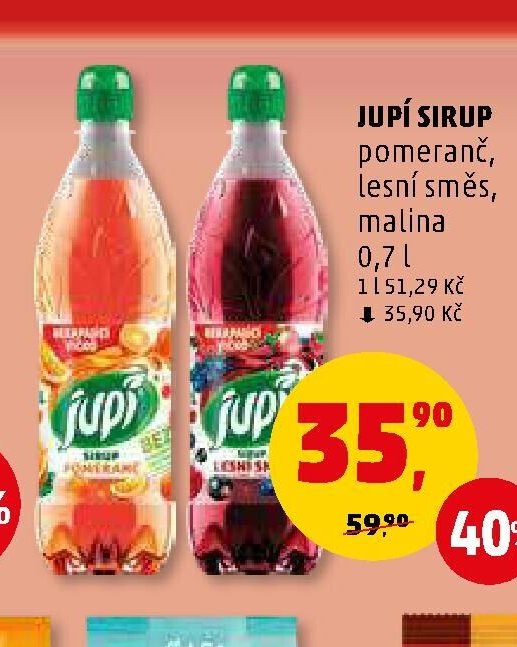 Jupí sirup pomeranč, lesní směs, malina 0,7 l