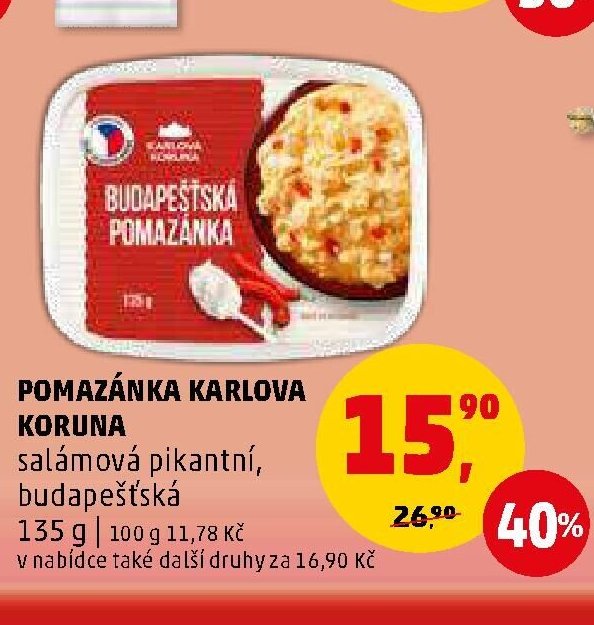 Pomazánka Karlova Koruna salámová pikantní, budapešťská 135 g