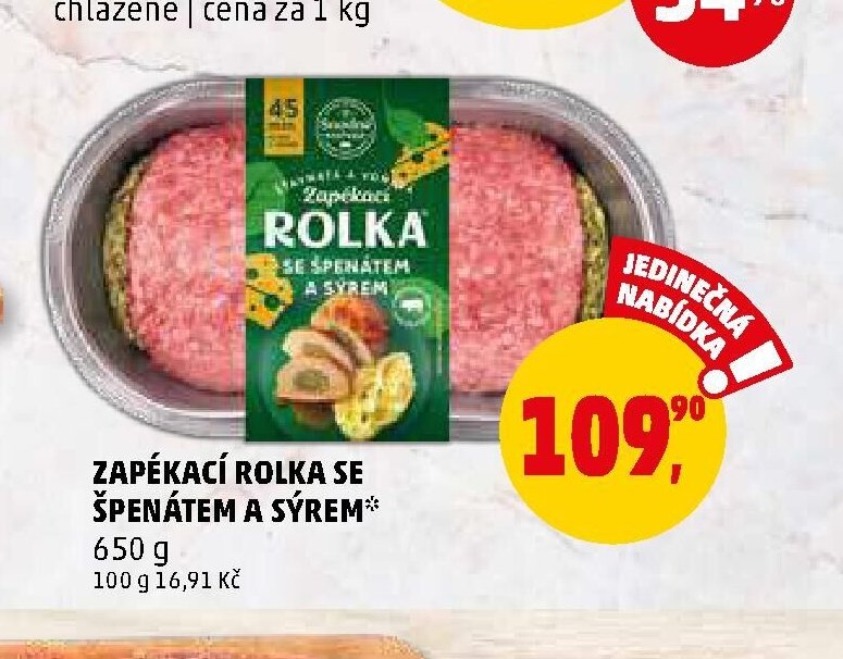 Zapékací rolka se špenátem a sýrem