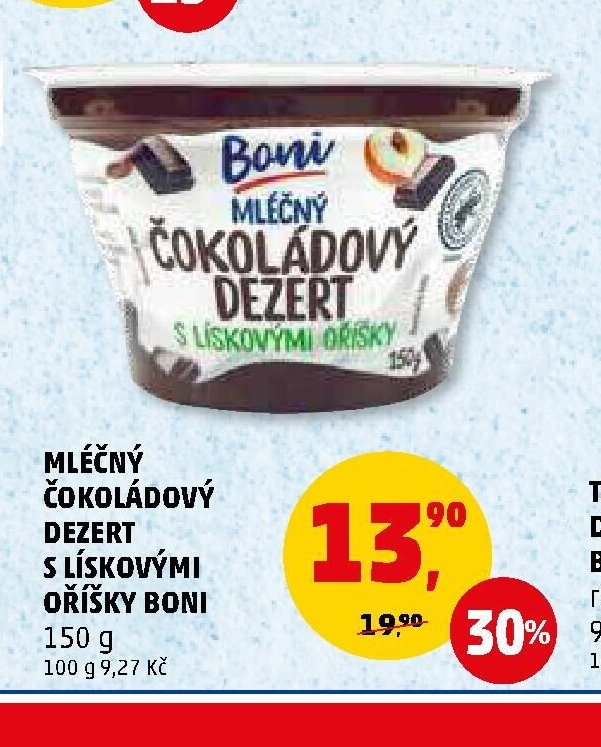 MLÉČNÝ ČOKOLÁDOVÝ DEZERT S LÍSKOVÝMI OŘÍŠKY BONI