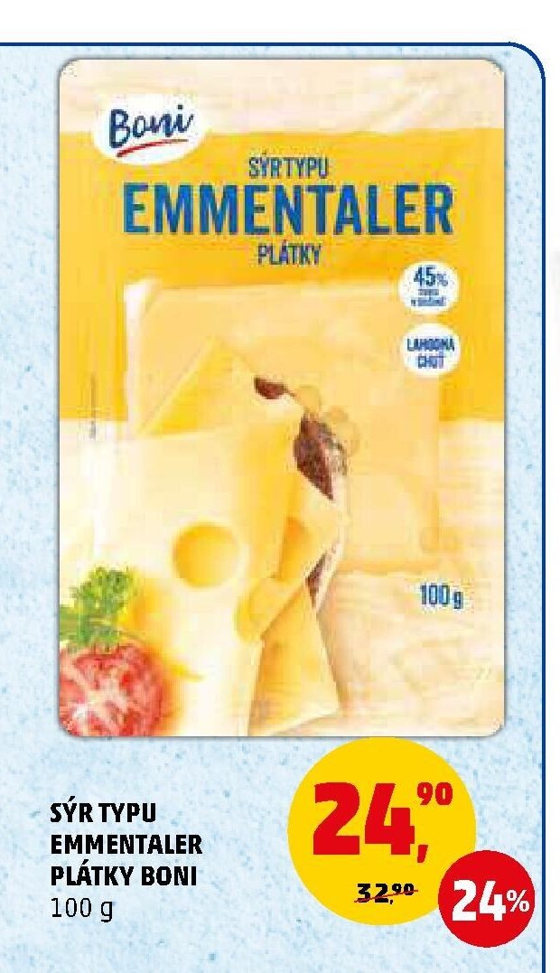 Sýr typu Emmentaler plátky Boni