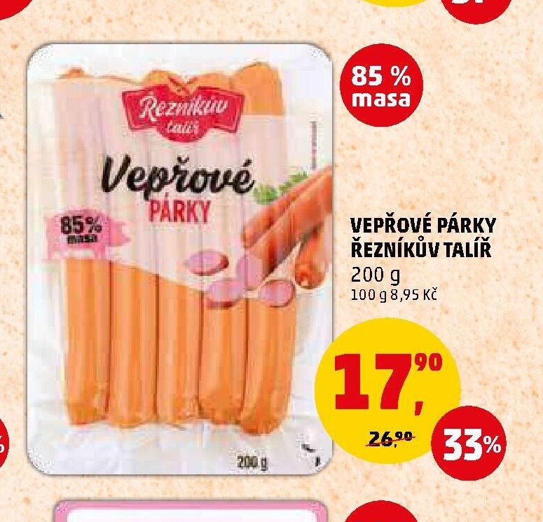 Vepřové párky Řezníkův talíř