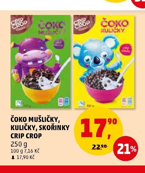 ČOKO MUŠLIČKY, KULIČKY, SKOŘINKY CRIP CROP