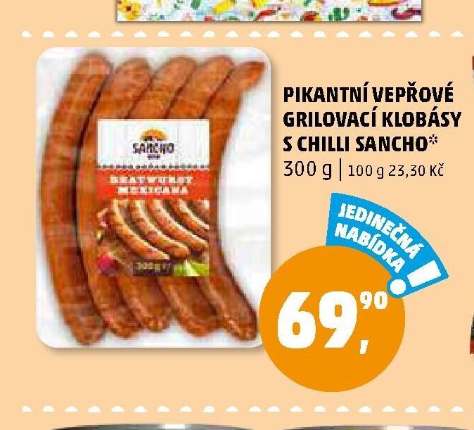 PIKANTNÍ VEPŘOVÉ GRILOVACÍ KLOBÁSY S CHILLI SANCHO