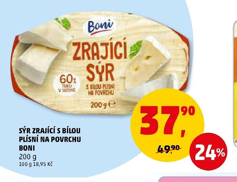 Sýr zrající s bílou plísní na povrchu Boni