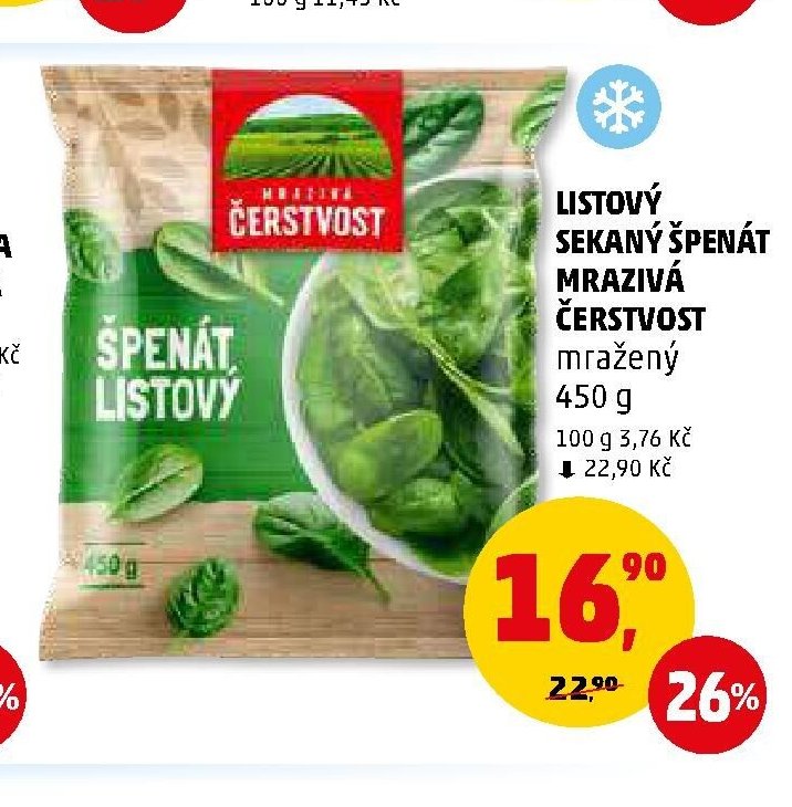 Listový sekaný špenát mrazivá Čerstvost