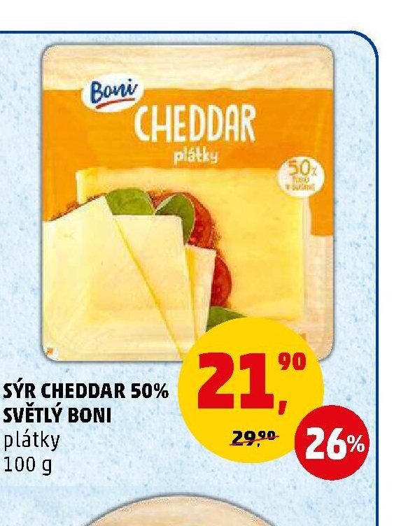SÝR CHEDDAR 50% SVĚTLÝ BONI
