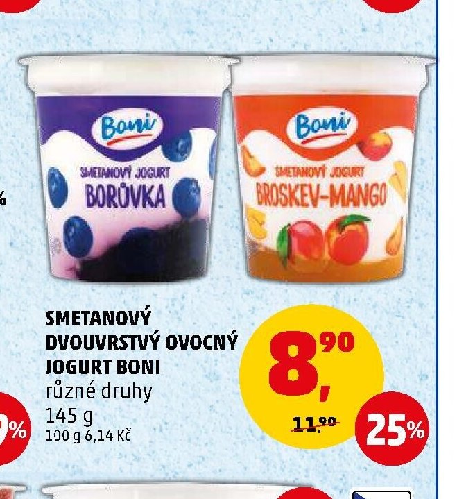 SMETANOVÝ DVOUVRSTVÝ OVOCNÝ JOGURT BONI