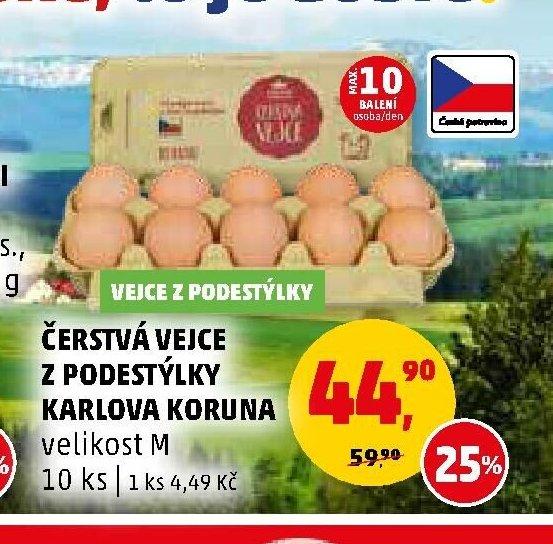 ČERSTVÁ VEJCE Z PODESTÝLKY KARLOVA KORUNA