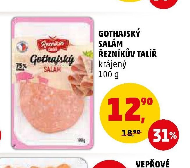 GOTHAJSKÝ SALÁM ŘEZNÍKŮV TALÍŘ krájený 100 g