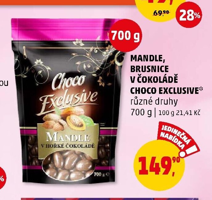 MANDLE, BRUSNICE V ČOKOLÁDĚ CHOCO EXCLUSIVE 700 g