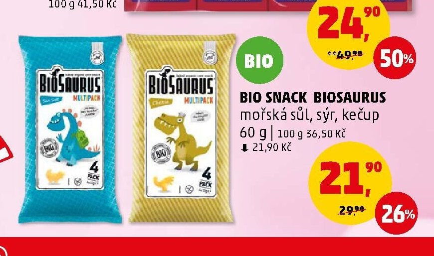 BIO SNACK BIOSAURUS mořská sůl, sýr, kečup 60 g