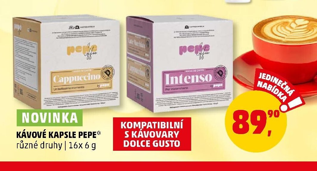 Kávové kapsle Pepe různé druhy