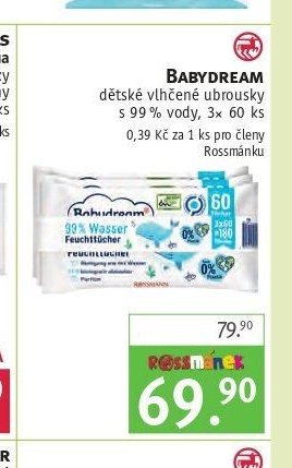 Babydream dětské vlhčené ubrousky