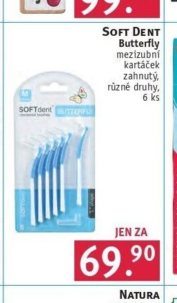 SOFT DENT Butterfly mezizubní kartáček, různé druhy, 6 ks