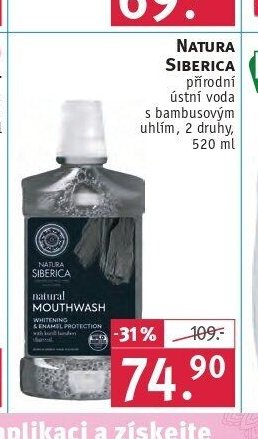 NATURA SIBERICA přírodní ústní voda s bambusovým uhlím, 2 druhy, 520 ml