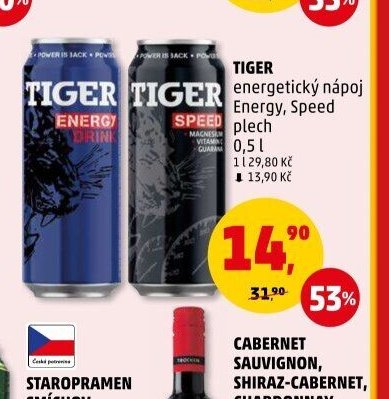 TIGER energetický nápoj Energy, Speed plech 0,5 l