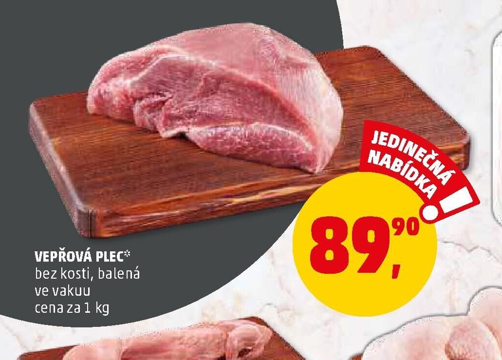 VEPŘOVÁ PLEC* bez kosti, balená ve vakuu, cena za 1 kg