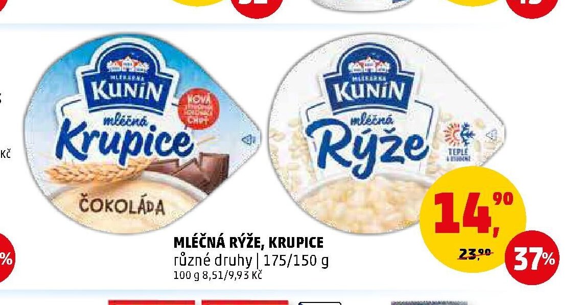 Mléčná rýže, Krupice Kunín